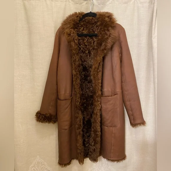 Vince reversible lamb leather shearling fur coat - Picture 4 of 11
